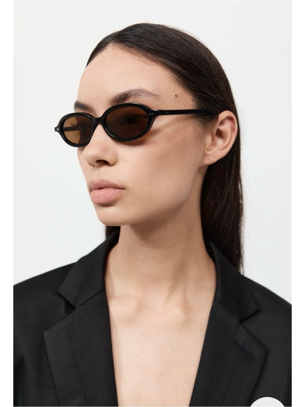 BRAND NEW ST. AGNI -90s Slim Oval Sunglasses - Black/Brown